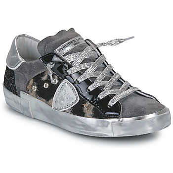Sko Dame Lave sneakers Philippe Model PRSX LOW WOMAN Sort / Sølv