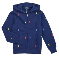 textil Dreng Sweatshirts Polo Ralph Lauren LS FZ HD-KNIT SHIRTS-SWEATSHIRT Marineblå / Flerfarvet