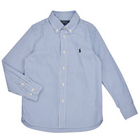 textil Dreng Skjorter m. lange ærmer Polo Ralph Lauren SLIM FIT-TOPS-SHIRT Blå / Hvid