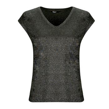 textil Dame T-shirts m. korte ærmer Only ONLSILVERY S/S V NECK LUREX TOP JRS Brun