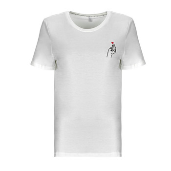 textil Dame T-shirts m. korte ærmer Only ONLSILLE S/S HEART TOP CS JRS Hvid