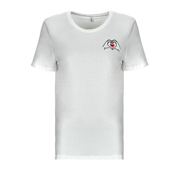 textil Dame T-shirts m. korte ærmer Only ONLSILLE S/S HEART TOP CS JRS Hvid