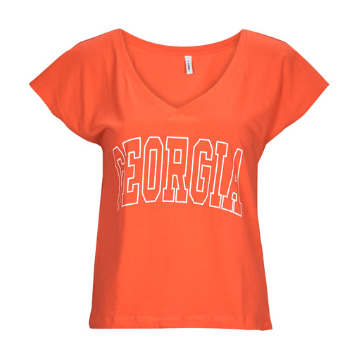 textil Dame T-shirts m. korte ærmer Only ONLKELLY S/S V-NECK TOP BOX CS JRS Orange