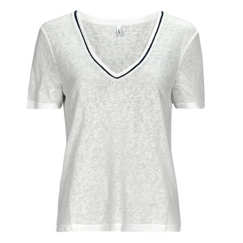 textil Dame T-shirts m. korte ærmer Only ONLDORIT S/S V-NECK SHINE TOP JRS Hvid