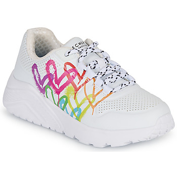 Sko Pige Lave sneakers Skechers UNO LITE Hvid / Flerfarvet