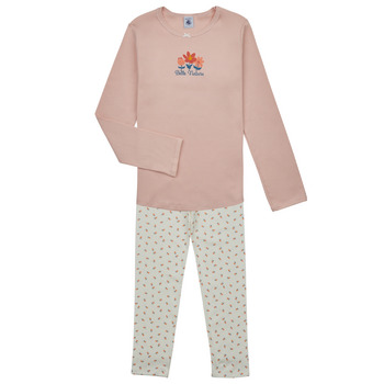 textil Pige Pyjamas / Natskjorte Petit Bateau LUNETTE Pink / Hvid