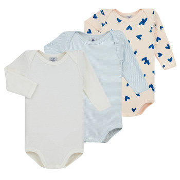 textil Børn Pyjamas / Natskjorte Petit Bateau BODY US ML LOVSCOTCH PACK X3 Marineblå / Beige / Hvid