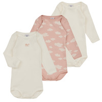 textil Pige Pyjamas / Natskjorte Petit Bateau BODY US ML CLOUDY PACK X3 Pink / Hvid