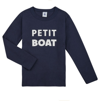 textil Dreng Langærmede T-shirts Petit Bateau LOGAN Marineblå