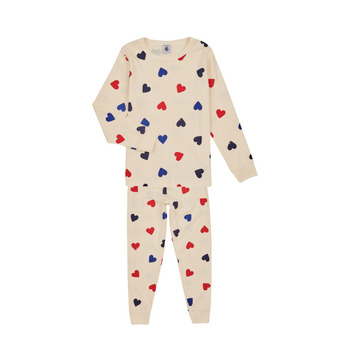 textil Pige Pyjamas / Natskjorte Petit Bateau LERRY Hvid / Rød / Marineblå