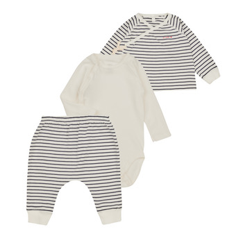 textil Børn Pyjamas / Natskjorte Petit Bateau LALLO Marineblå / Hvid