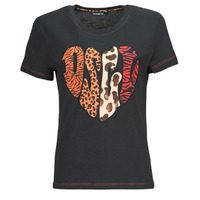 textil Dame T-shirts m. korte ærmer Desigual HEART Sort / Flerfarvet