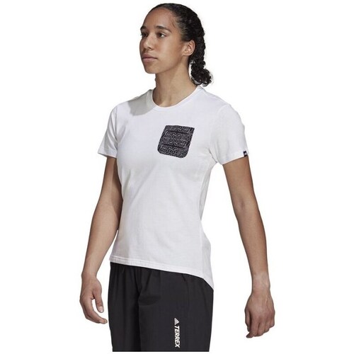 textil Dame T-shirts m. korte ærmer adidas Originals TX Pocket Hvid