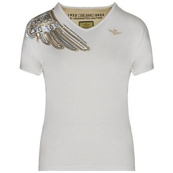 textil Dame T-shirts m. korte ærmer Aeronautica Militare TS2110DJ60173009 Hvid, Guld