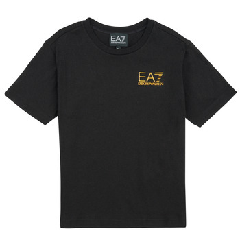 textil Dreng T-shirts m. korte ærmer Emporio Armani EA7 CORE ID TSHIRT Sort / Guld