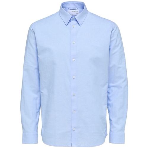textil Herre Skjorter m. lange ærmer Selected Regnew-Linen - Cashmere Blue Blå