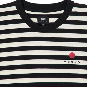 Edwin Basic Stripe T-Shirt - Black/White Flerfarvet