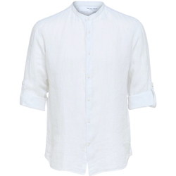 textil Herre Skjorter m. lange ærmer Selected Regkylian-Linen - Bright White Hvid
