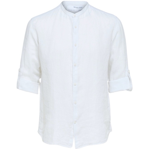 textil Herre Skjorter m. lange ærmer Selected Regkylian-Linen - Bright White Hvid