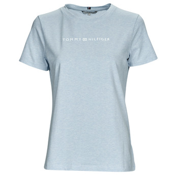 textil Dame T-shirts m. korte ærmer Tommy Hilfiger REG FROSTED CORP LOGO C-NK SS Blå / Himmelblå