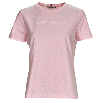 textil Dame T-shirts m. korte ærmer Tommy Hilfiger REG FROSTED CORP LOGO C-NK SS Pink