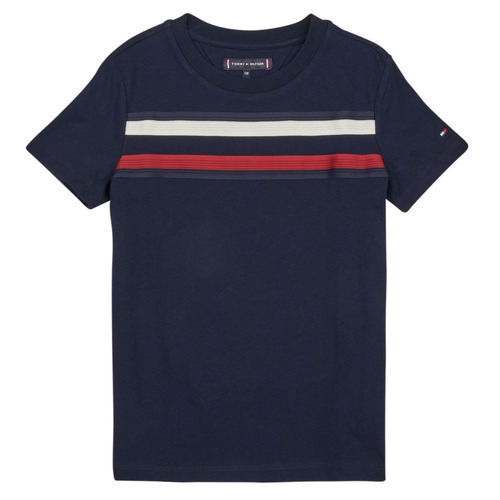 textil Dreng T-shirts m. korte ærmer Tommy Hilfiger GLOBAL STRIPE TEE S/S Marineblå