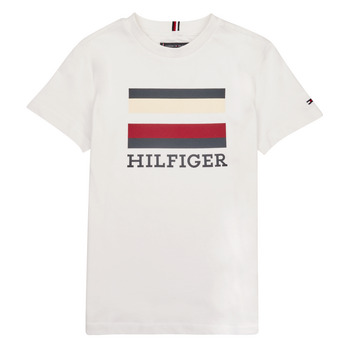 textil Dreng T-shirts m. korte ærmer Tommy Hilfiger TH LOGO TEE S/S Hvid