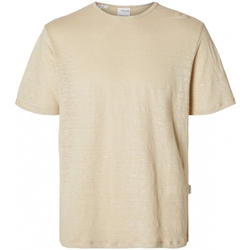 textil Herre T-shirts & poloer Selected T-Shirt Bet Linen - Oatmeal Beige