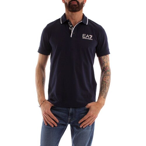 textil Herre Polo-t-shirts m. korte ærmer Emporio Armani EA7 3RPF17 Blå