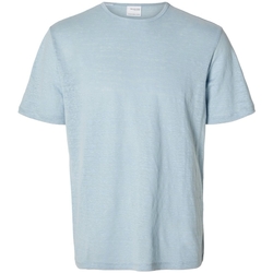 textil Herre T-shirts & poloer Selected T-Shirt Bet Linen - Cashmere Blue Blå