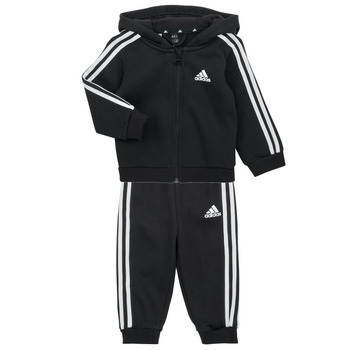 textil Dreng Sæt Adidas Sportswear 3S FZ FL JOG Sort / Hvid