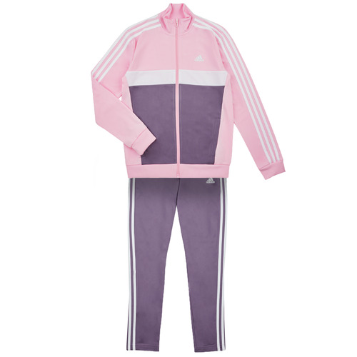 textil Pige Træningsdragter Adidas Sportswear 3S TIBERIO TS Pink / Hvid / Violet
