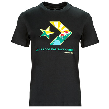 textil Dame T-shirts m. korte ærmer Converse STAR CHEVRON INFILL CREW T-SHIRT Sort