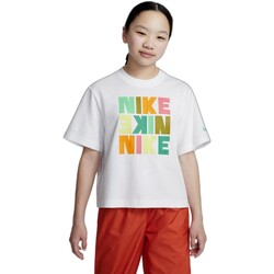 textil Pige T-shirts m. korte ærmer Nike CAMISETA NIA  BOXY PRINT DZ3579 Hvid