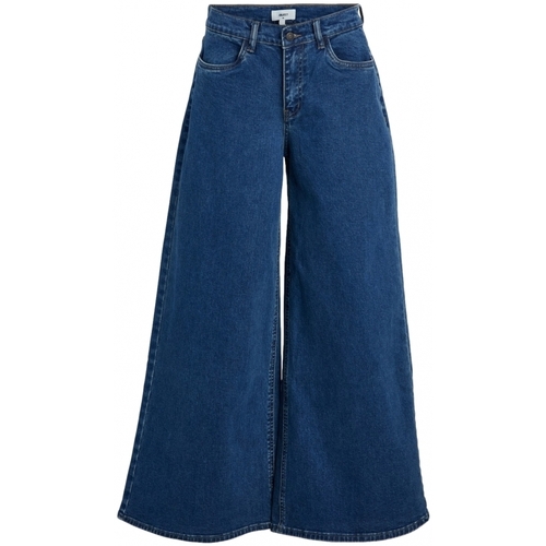 textil Dame Bukser Object Jeans Moji Wide - Medium Blue Denim Blå