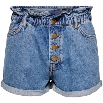 textil Dame Shorts Only Shorts Cuba Paperbag - Medium Blue Denim Blå