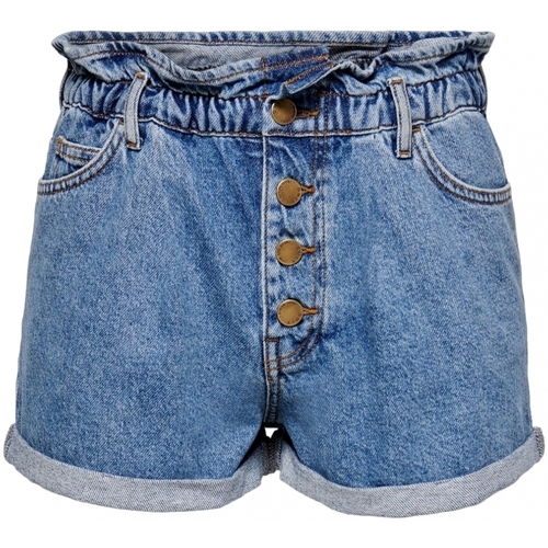 textil Dame Shorts Only Shorts Cuba Paperbag - Medium Blue Denim Blå