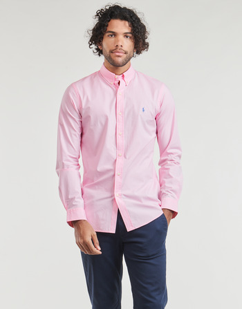 textil Herre Skjorter m. lange ærmer Polo Ralph Lauren CHEMISE AJUSTEE SLIM FIT EN POPELINE UNIE Pink