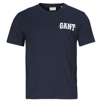 textil Herre T-shirts m. korte ærmer Gant ARCH SCRIPT SS T-SHIRT Marineblå