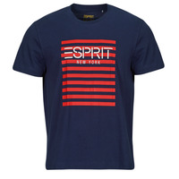 textil Herre T-shirts m. korte ærmer Esprit OCS LOGO STRIPE Marineblå