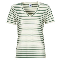 textil Dame T-shirts m. korte ærmer Petit Bateau A0ACS COL V Hvid / Grøn