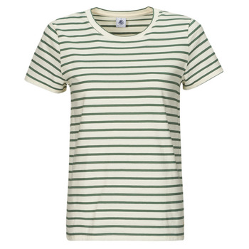 textil Dame T-shirts m. korte ærmer Petit Bateau A0A9P COL ROND Hvid / Grøn