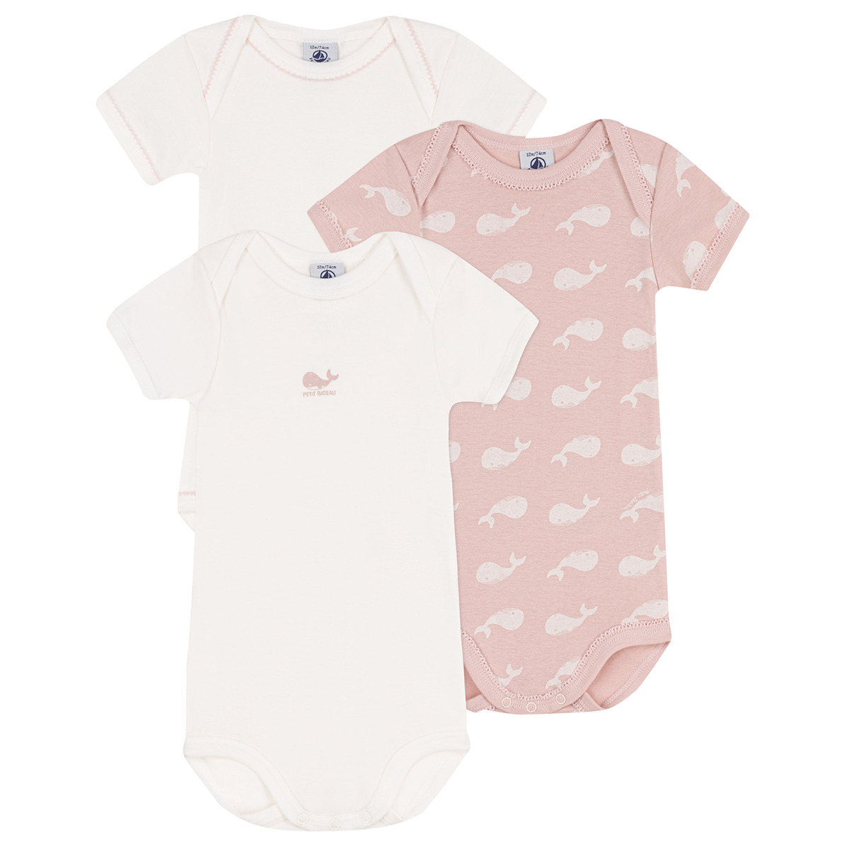 textil Pige Pyjamas / Natskjorte Petit Bateau LOT X3 Pink / Beige