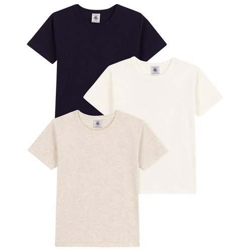 textil Børn T-shirts m. korte ærmer Petit Bateau A0A8H X3 Hvid / Beige / Sort