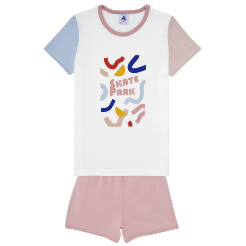 textil Børn Pyjamas / Natskjorte Petit Bateau MANOELOU Hvid / Flerfarvet