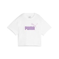 textil Pige T-shirts m. korte ærmer Puma GRILS LOGO CROPPED TEE Hvid