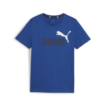 textil Dreng T-shirts m. korte ærmer Puma ESS+ 2 COL LOGO TEE B Blå