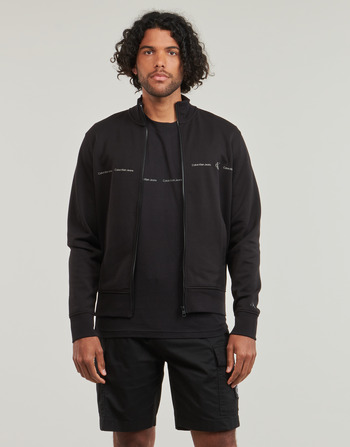 textil Herre Sweatshirts Calvin Klein Jeans LOGO REPEAT ZIP THROUGH Sort