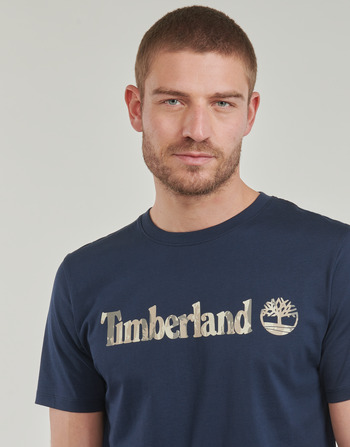 Timberland Camo Linear Logo Short Sleeve Tee Marineblå