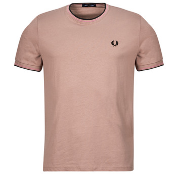 textil Herre T-shirts m. korte ærmer Fred Perry TWIN TIPPED T-SHIRT Pink / Sort